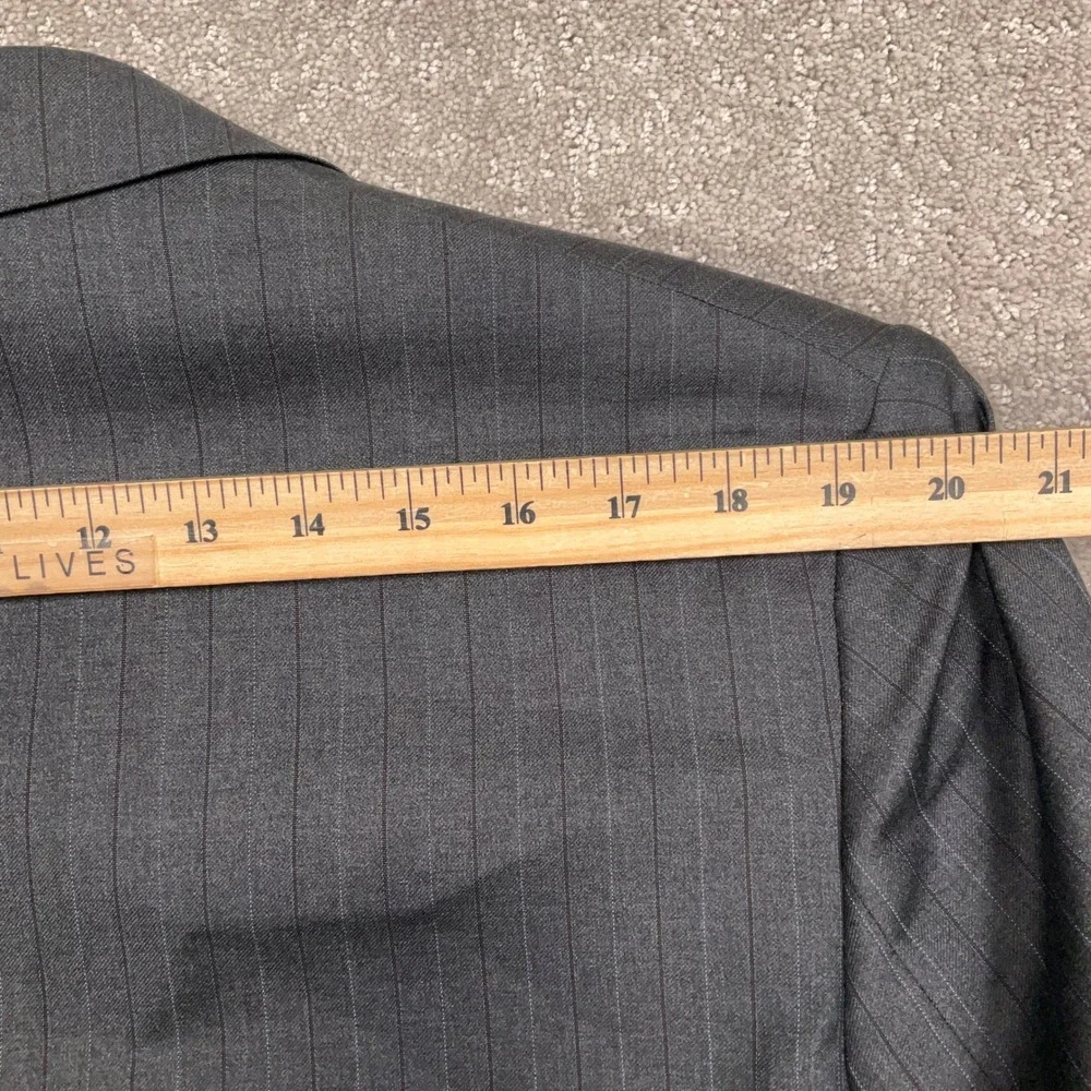 Piattelli‎ Barneys Mens Suit 54L Charcoal Purple Pinstripe Reda Italy